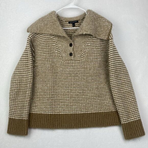 Banana Republic Wide Collar Sweater Womens Large Brown Knit Pullover - Picture 1 of 7